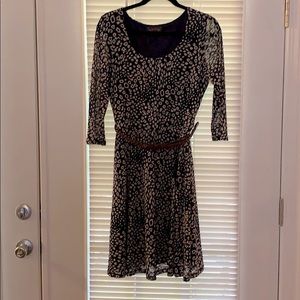 Luxology belted 3/4 sleeve a line dress